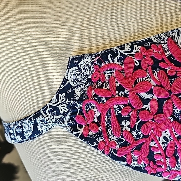 THML, SUMMER Blue and white dress with pink enbroidery medium. Y2K - Picture 3 of 11